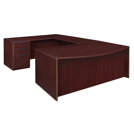 Regency Regency Legacy 71 x 35 in. U Desk with Bow Front Double Full Pedestal Drawer Unit- Mahogany LUDBFFP7135MH